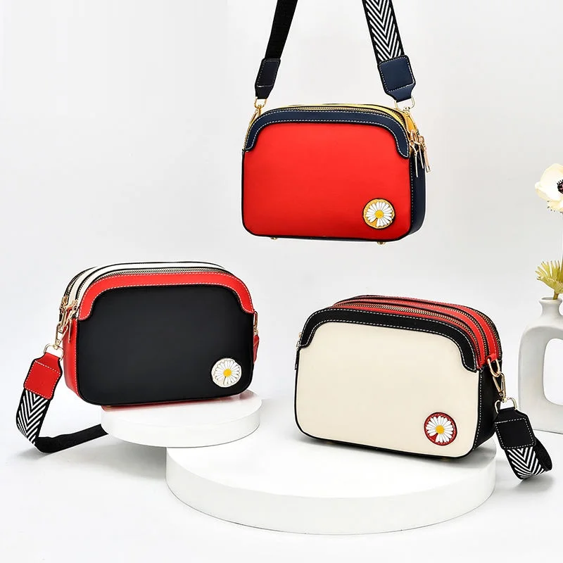 

Fashion Luxury Handbags Women Daisy Flowers Shoulder Bag Women Three-level Space Crossbody Bags Large Capacity Small Square Bag