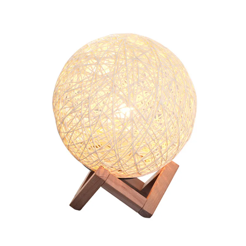 

Современная настольная лампа Vine Bal, Скандинавская деревянная основа, Звездный проекционный лунный светильник, ночник, настольная лампа, при...