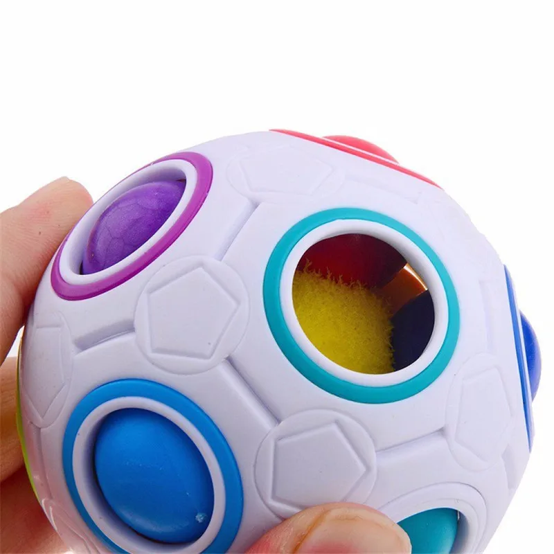 Puzle de f&uacute;tbol para ni&ntilde;os, juguete para aliviar el estr&eacute;s, pelota para cubos m&aacute;gicos creativos, arco&iacute;ris antiestr&eacute;s-4
