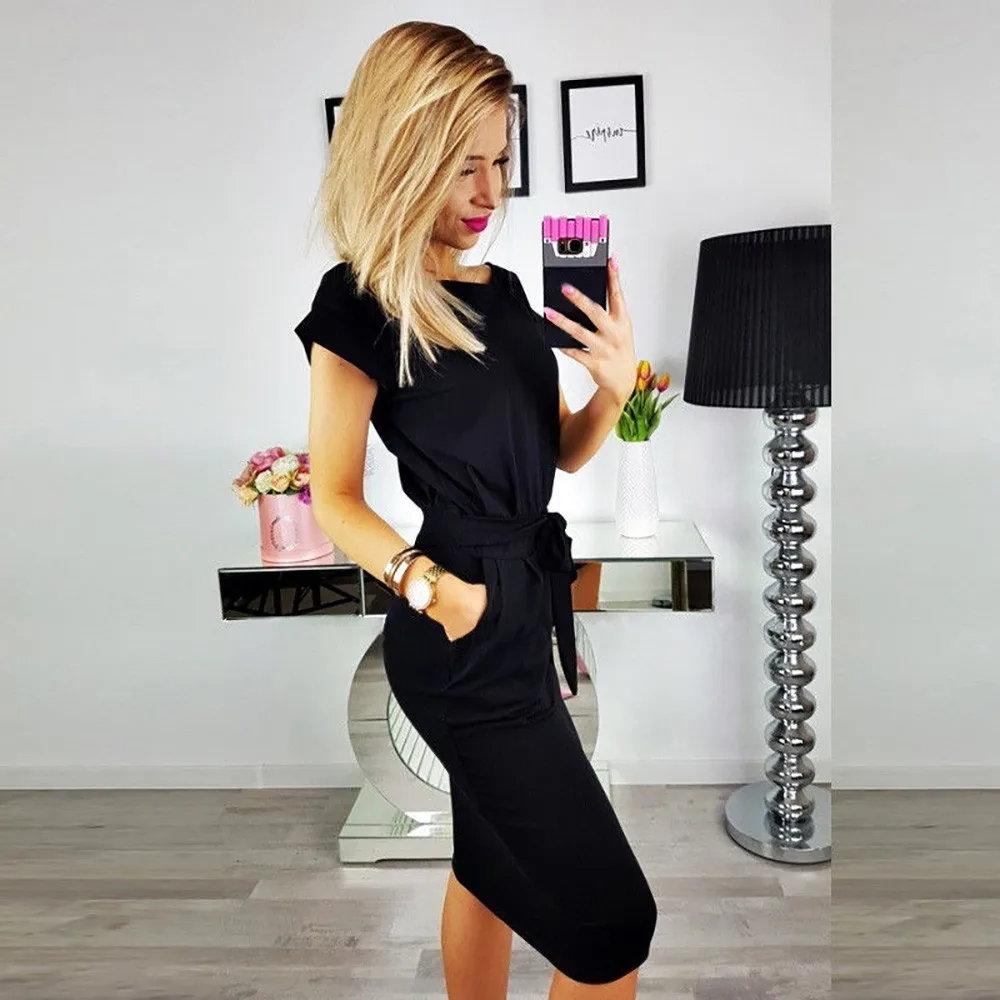 Женское платье летнее с карманами Пляжное повседневное для девушек короткий