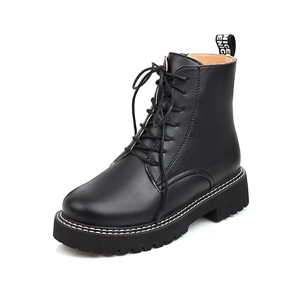 

2020 Autumn New Ankle Boots for Women Thick Heel Short boots Lace-up Platform Shoes Woman Round Boots winter boots 34-43
