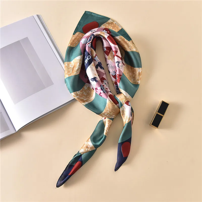 

2021 New style lady Fashion scarf Sunscreen 70cm Square shawl women's quality silk scarves luxury beach printed headscarf