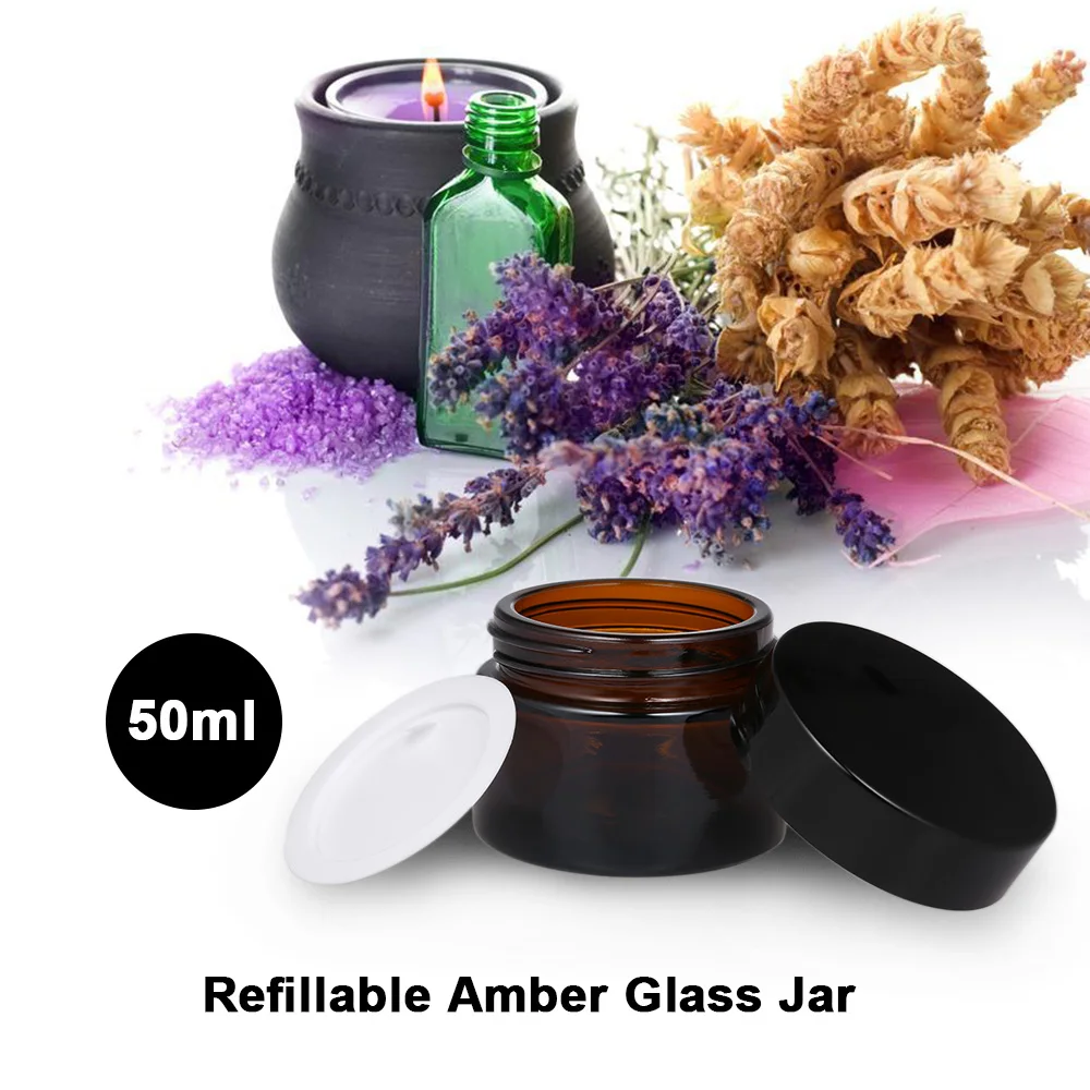 50 мл янтарная стеклянная банка для ухода за кожей кремовый многоразовый бутылка