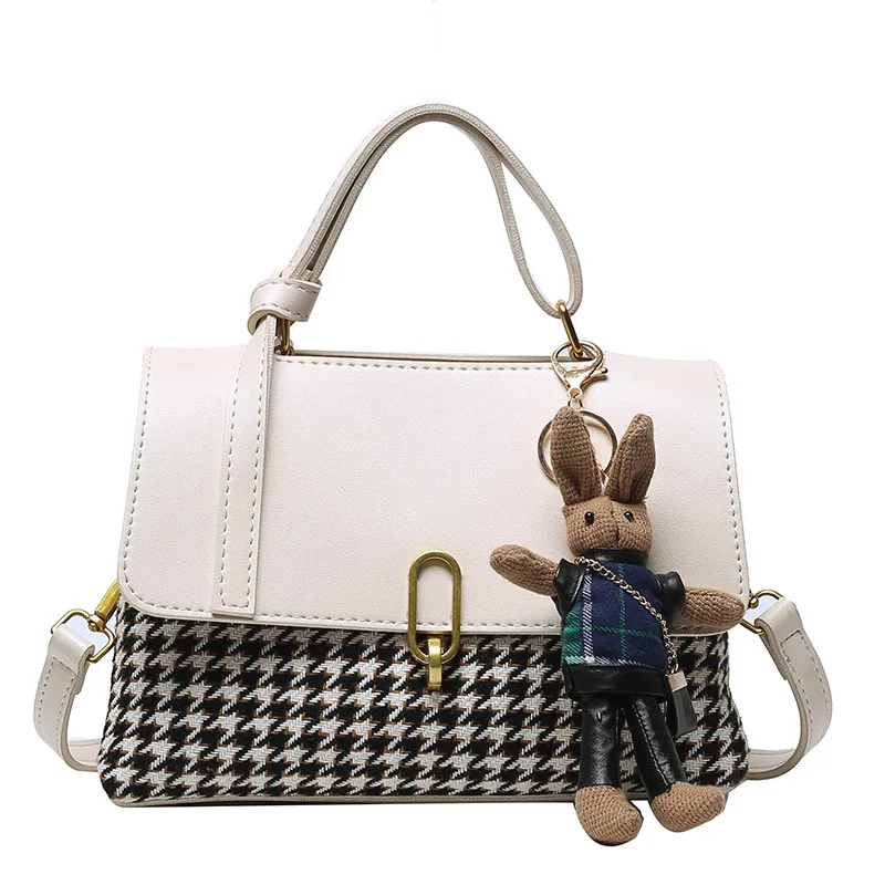 

2021 new ladies simple fashion houndstooth handbag shoulder mobile phone coin purse multifunctional messenger bag female bag