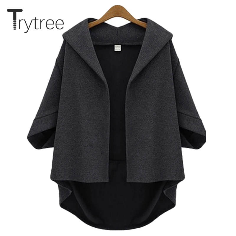 Trytree/2019 осенне зимнее женское пальто повседневное однотонное с отложным