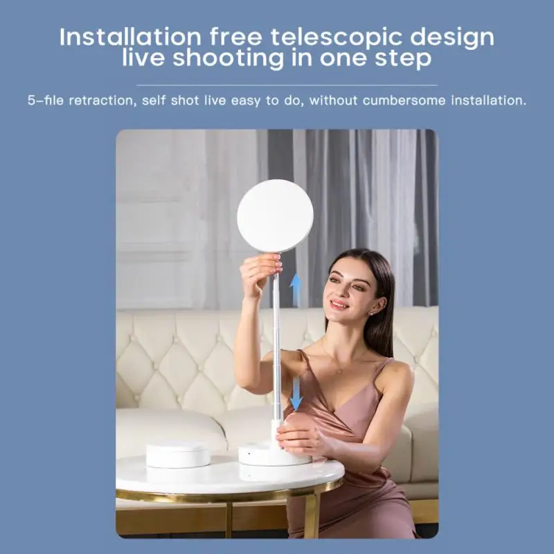 

2021 Hot One-piece Folding Mobile Phone Holder, Multi-function Fill Light Mobile Phone Overhead Floor Stand Accessories