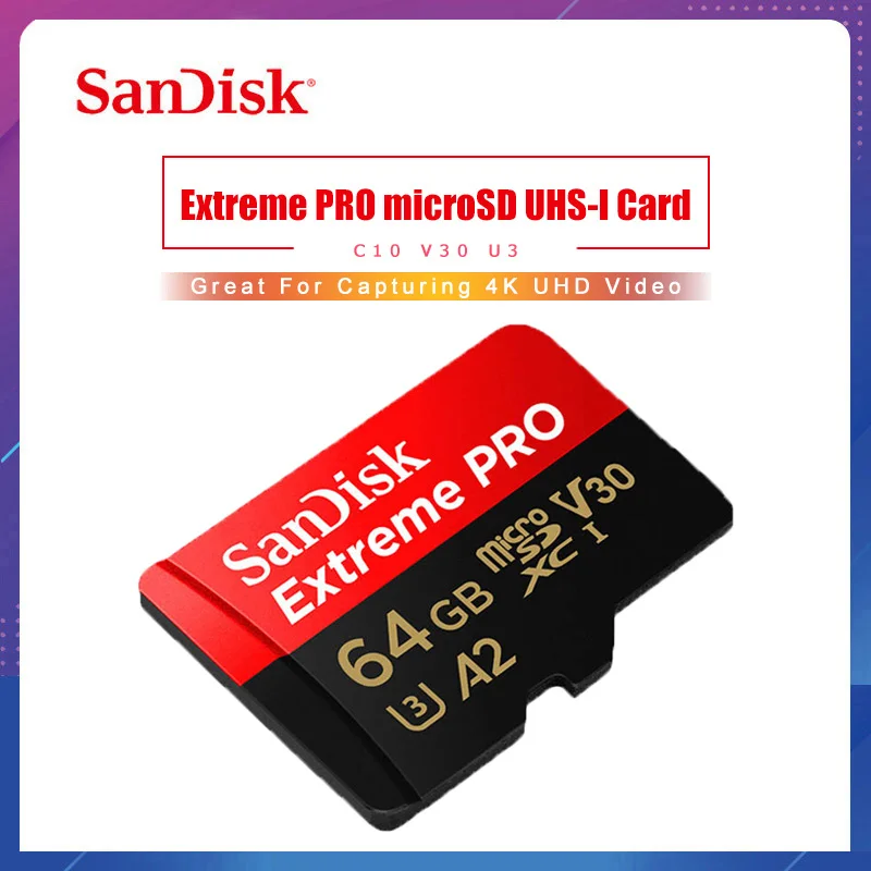 SanDisk Экстрим PRO Micro SD карта скорость чтения 170 МБ/с./с 128 Гб 64 U3 V30 A2 32 A1 памяти SDXC флэш
