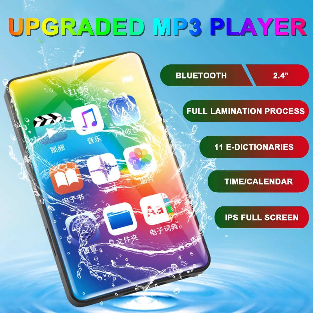 

MP3 плеер с Bluetooth 4,1 2,4 "Экран Портативный аудио/видео плеер с FM радио голос Регистраторы