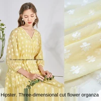 spring and summer fresh wind small floral three dimensional cut organza fabric sewing fabric factory shop is not out of stock