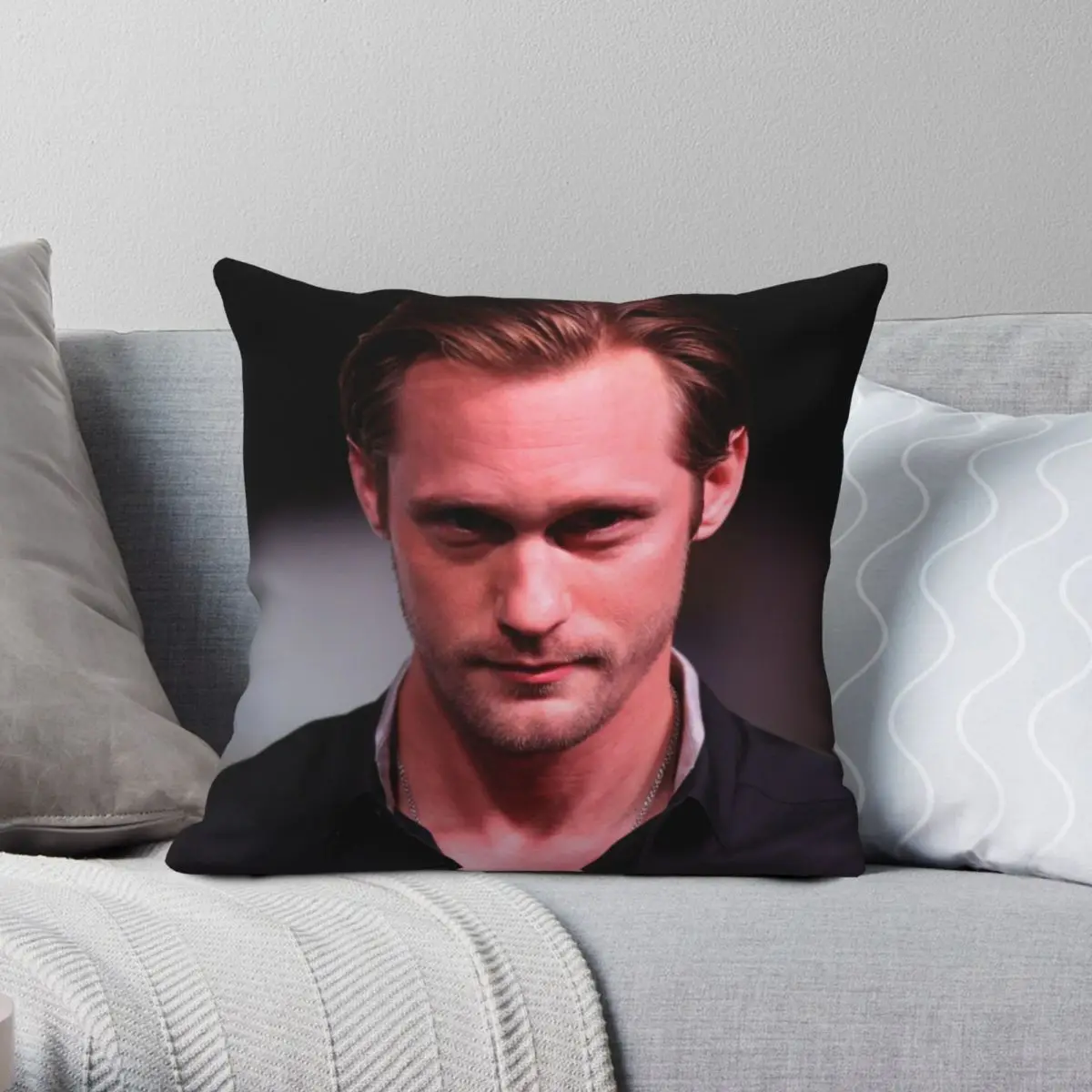 

Alexander Skarsgard 2 Pillowcase Polyester Linen Velvet Printed Zip Decor Bed Cushion Cover