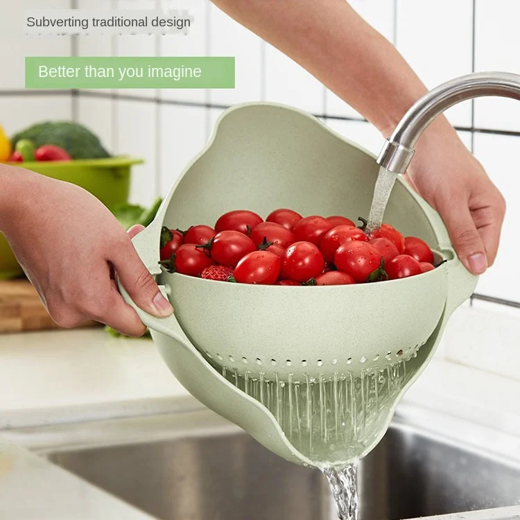 

Многофункциональная двухслойная корзина для хранения фруктов, кухонная пластиковая вращающаяся корзина для кухни