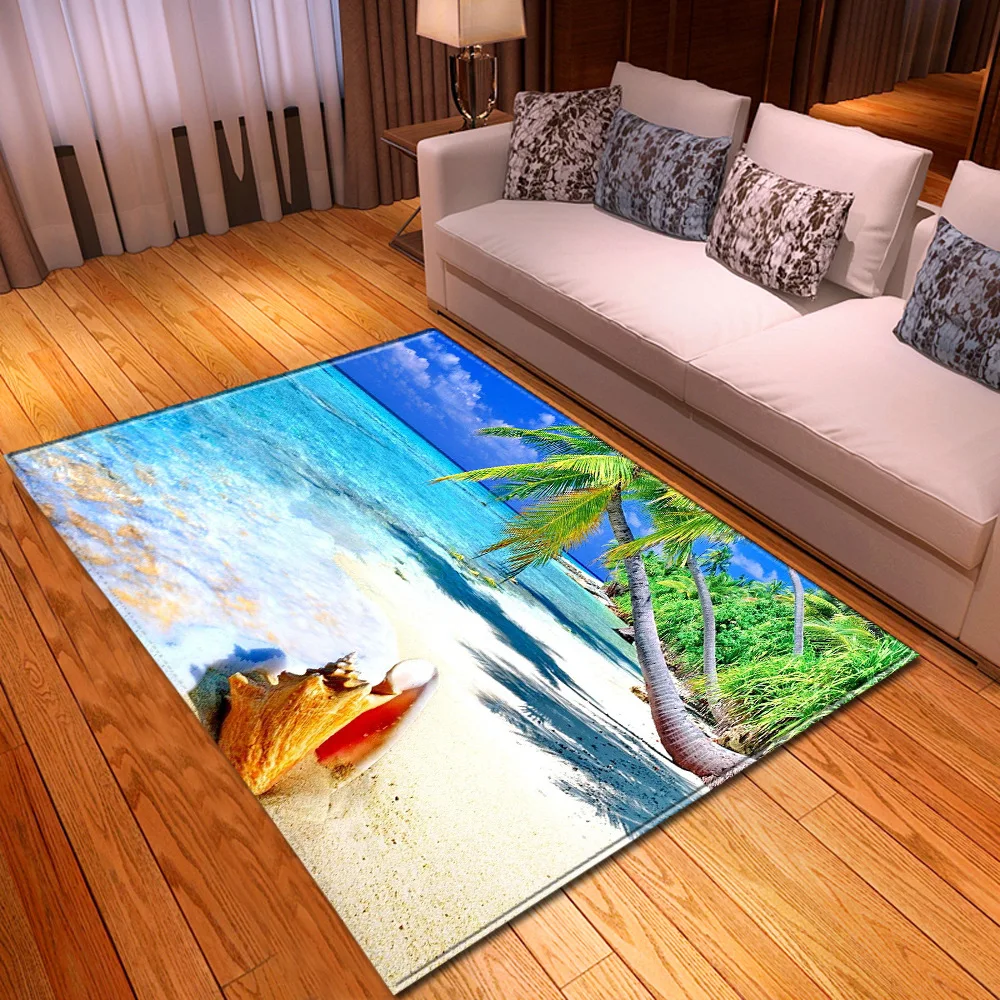

Dropshipping Hawaii Style luxury Beach Custom 3D Printed Anti-Slip Living Carpet 150*200cm