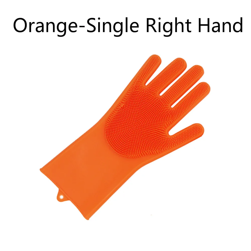 Orange-Right Hand Одна силиконовая щетка для мытья посуды, перчатки для мытья автомобиля, перчатки для мытья посуды, кухонные аксессуары - Цвет: Orange-Right Hand