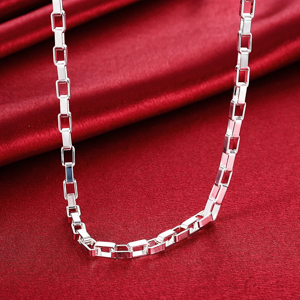 hot fine 5mm box chain 925 color silver necklace for women man 18 inches party wedding luxury jewelry brands holiday gifts free global shipping