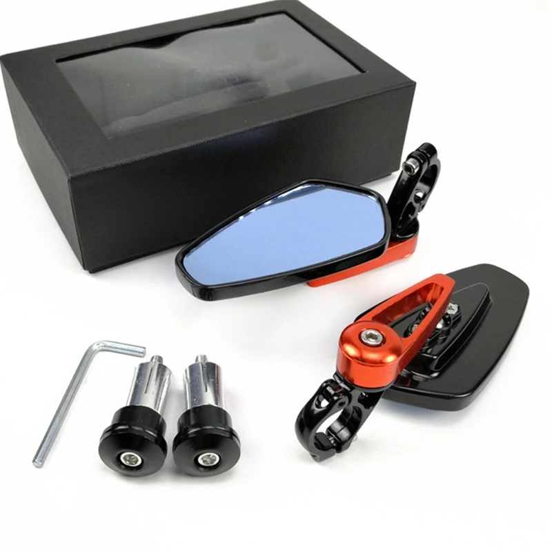 

J60F Motorcycle Handlebar Rear View Mirror Bar End 7/8" Universal Parking Mirror