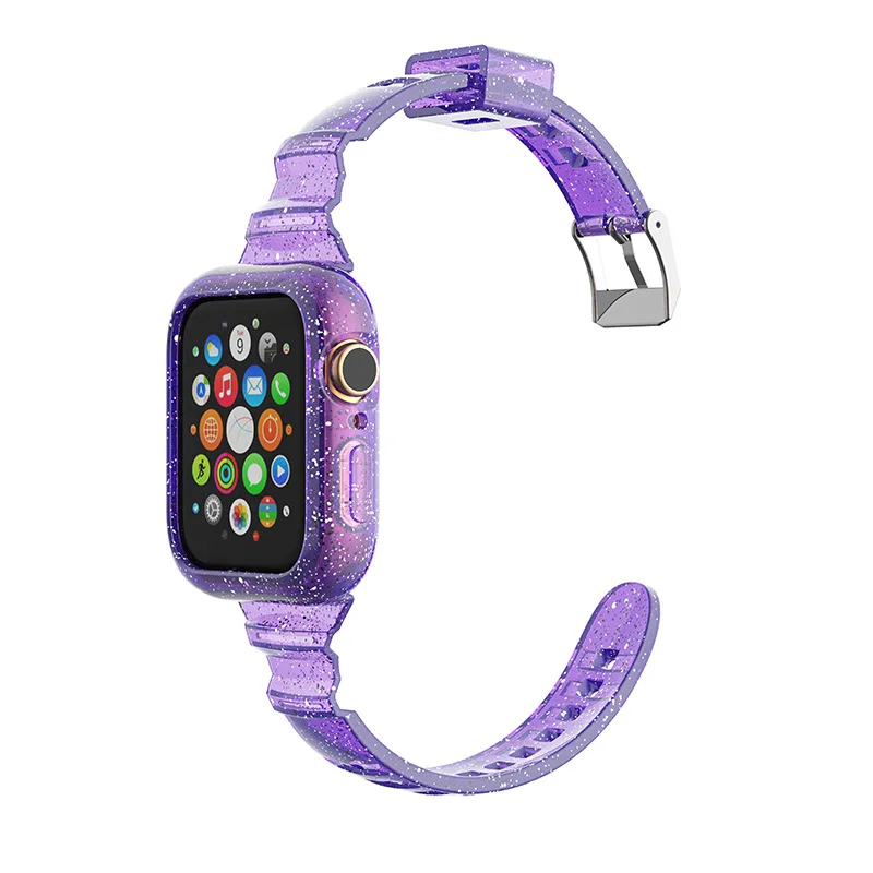 Ремешок с чехол для Apple Watch ремешок 42 мм 38 Версия 44 40 Спортивные блеск мягкий