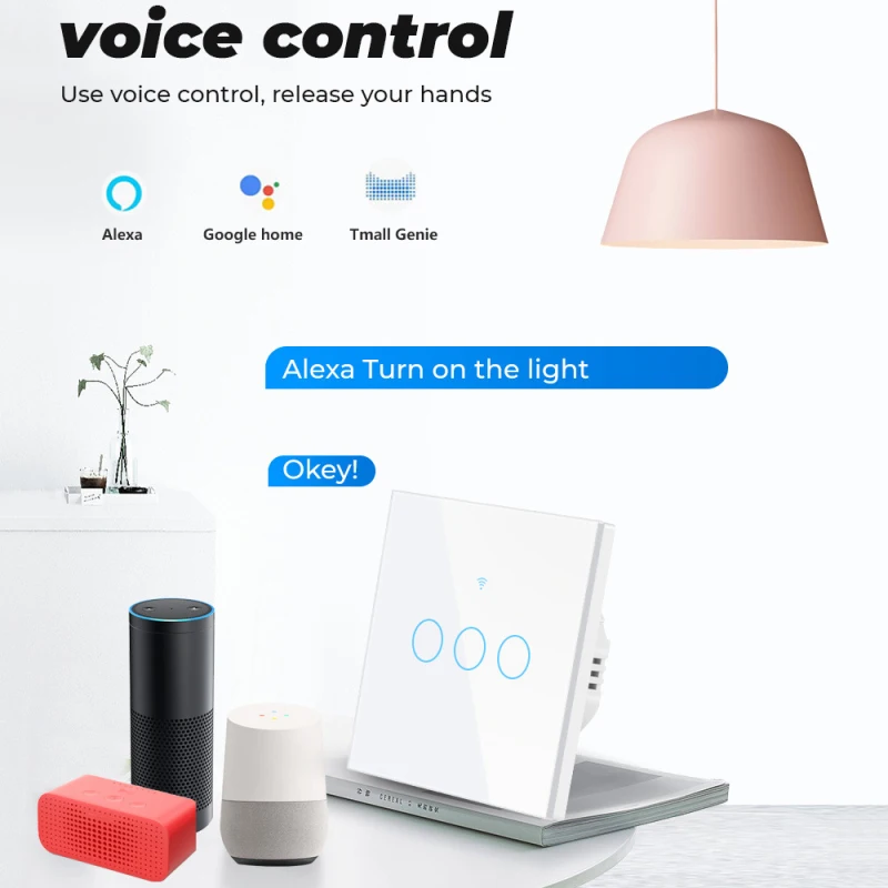 

Wifi+433 Smart Light Switch Wall Touch Panel Single Fire + Zero Fire Smart Light Switch Smart Home 1/2/3/4 Gang For Alexa