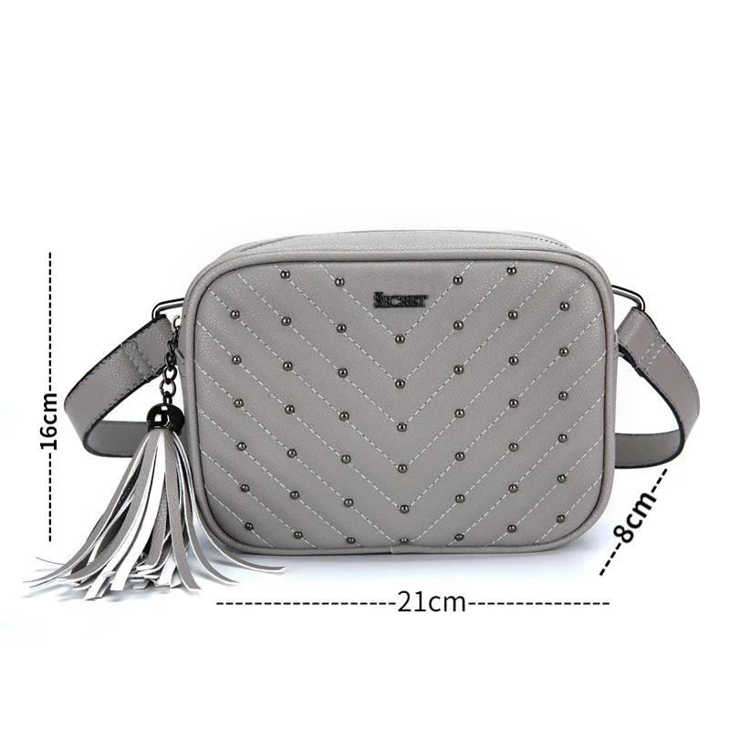

New European and American Style Female Bag Rivet Chest Bag Pu Small Square Crossbody Bag Shoulder Bag Small Waist Bag for Women