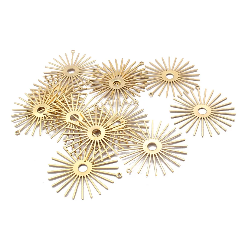 10pcs Raw Brass Sun Flower Charms Pendant For DIY Earrings Necklace Jewelrry Findings Making