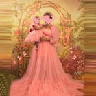 Новые платья из фатина для мамы и ребенка трапециевидные платья-пачки из фатина с длинными рукавами для фотосессии на заказ