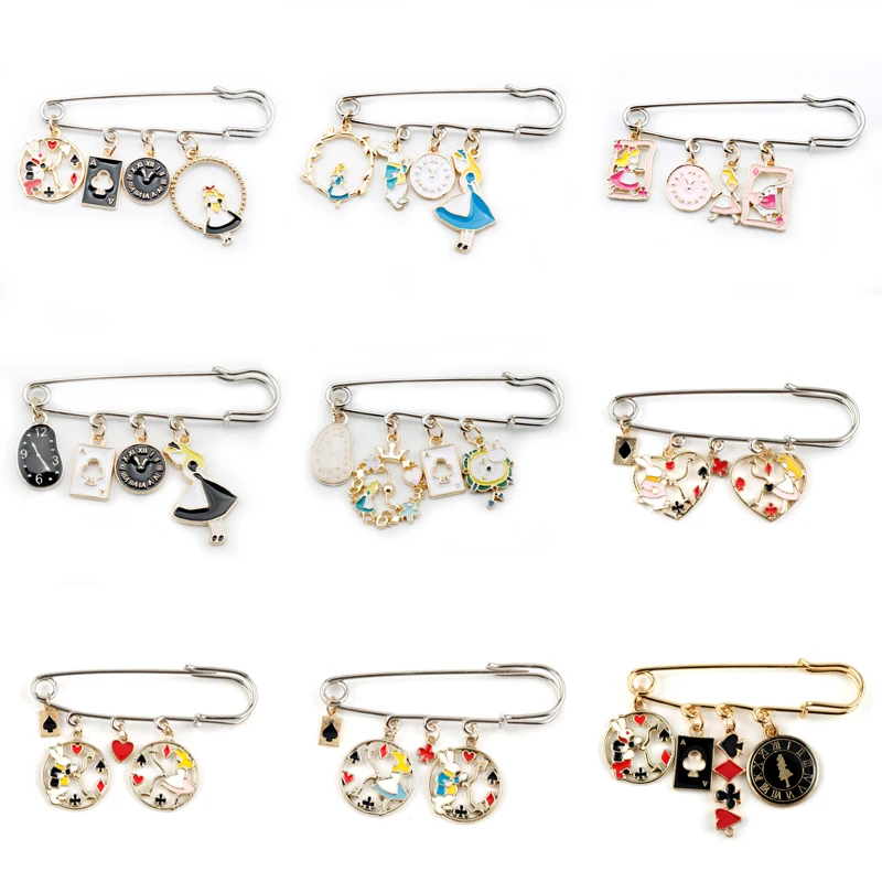 Алиса в стране чудес брошка мультфильм пряжка безопасности на булавке милый