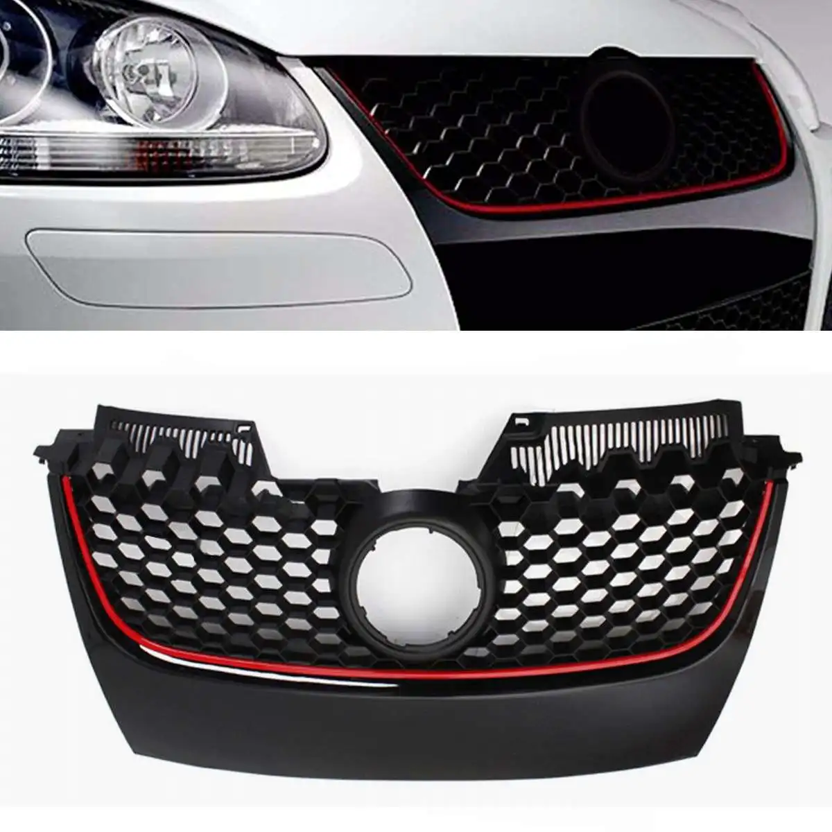 Решетка передней центральной решетки автомобиля с Красной каймой для VW Jetta GTI GLI