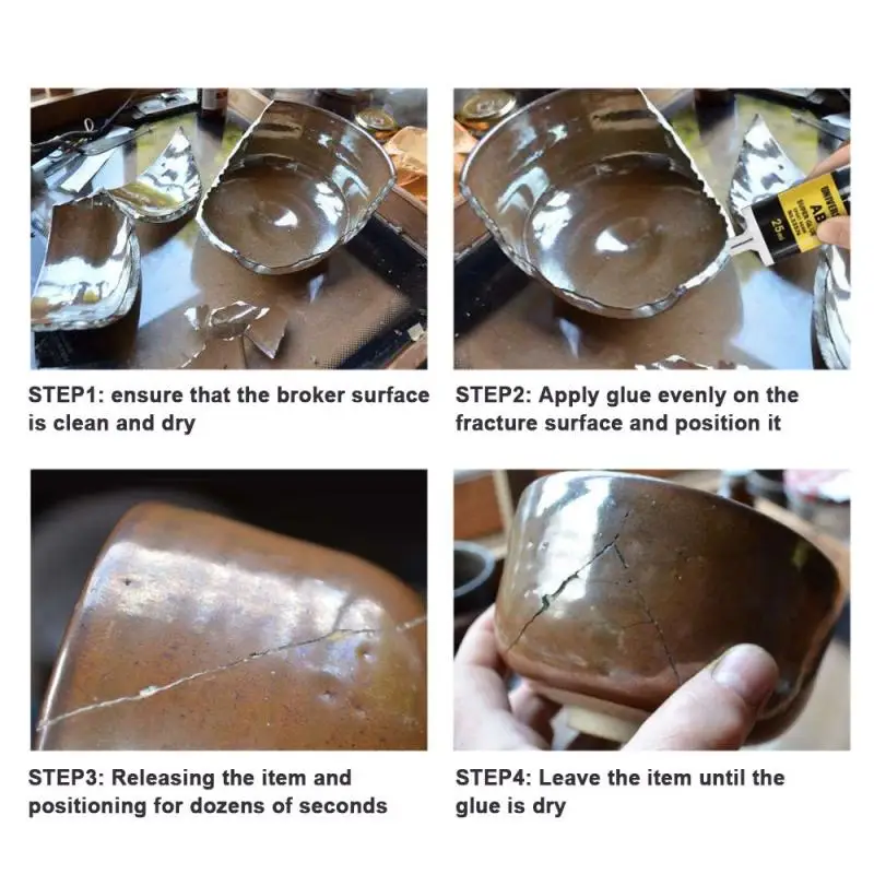 4/25ml AB Glue Practical Epoxy Resin Strong Adhesive Liquid For Repair Metal Plastic Wood Glass Ceramics A+B | Обустройство дома