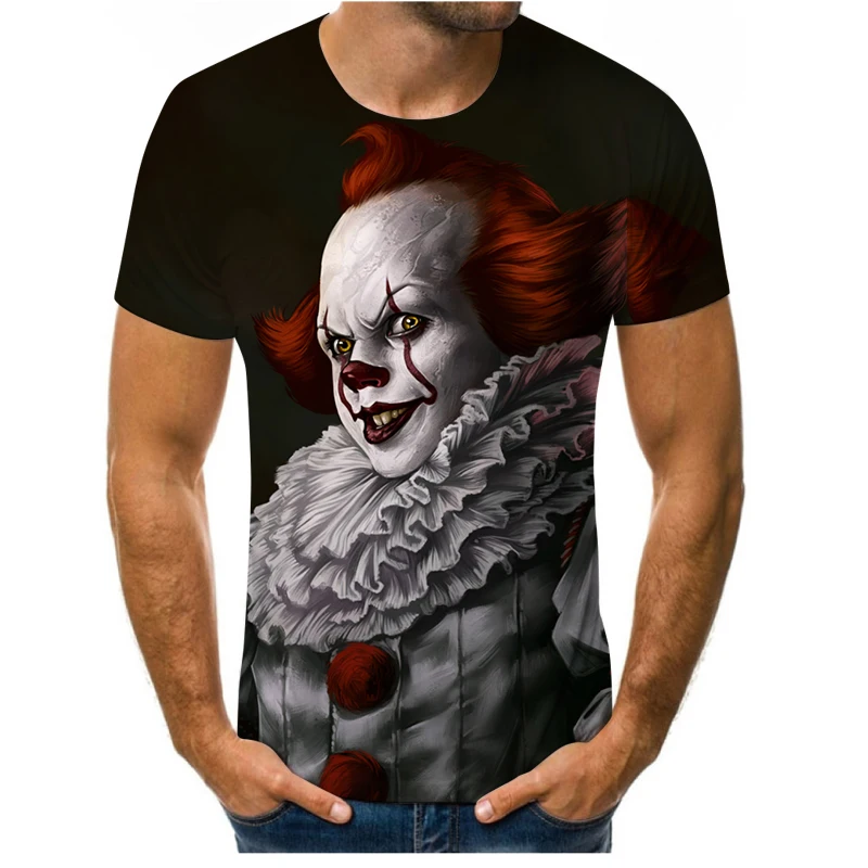 Летняя мужская и женская футболка с принтом клоуна из ужасов модная дышащая 3D