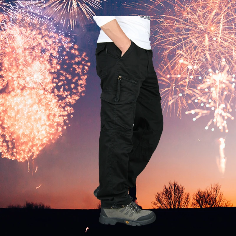 

2021 Cargo Pants Male Outwear Multi Pocket Tactical Military Army Straight Slacks Pants Men Overalls Zipper Pocket Pants trouser