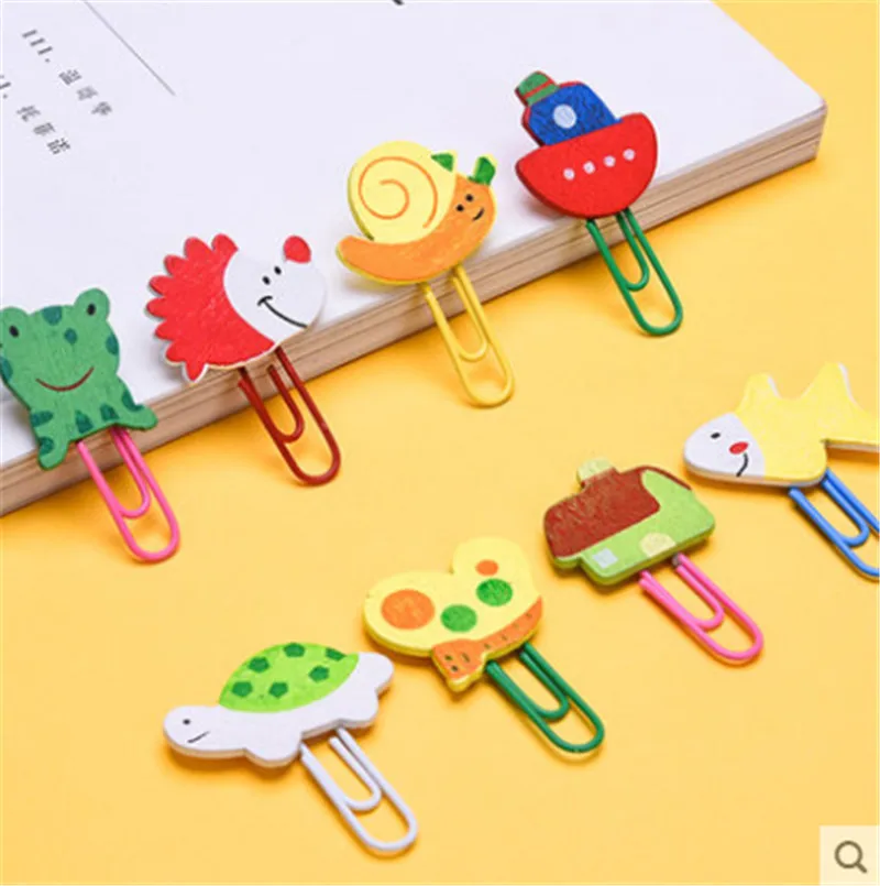 1X мультяшный зажим для бумаги с радужным медведем школьные закладки из дерева
