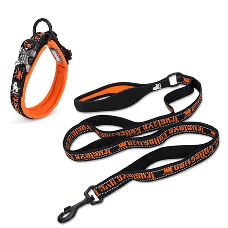 Black-orange Truelove, лучшие нейлоновые ошейники и поводки для собак, светоотражающая вышивка для маленьких и больших собак, популярный уникальный мужской и женский щенок - Цвет: Black-orange