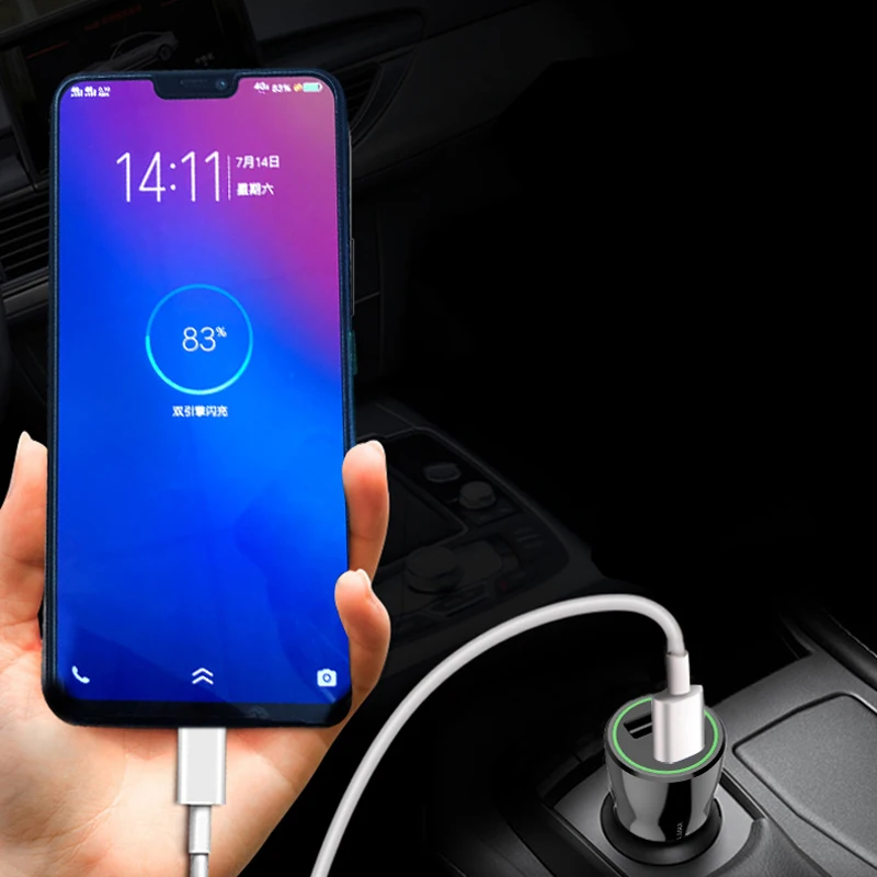 QC3.0 автомобильное зарядное устройство с двумя usb-портами для быстрой зарядки 9V2A