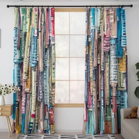 fashion house curtains abstract city drawing lines geometric living room bedroom window drapes natural active printing fabrics