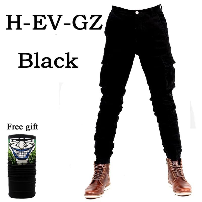 H-EV-GZ Black jeansO Мото rcycle комбинезоны джинсы с защитой от падения тонкие джинсовые велосипедные гоночные брюки мото кросс мото комбинезон брюки карго - Цвет: H-EV-GZ Black jeansO