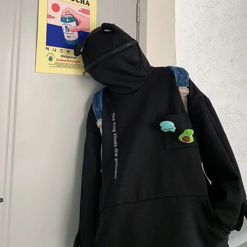 

Men's sweatshirt 2020 Autumn winter new slim solid color frog hoodie sweatshirt loose casual fashion youth men's wear