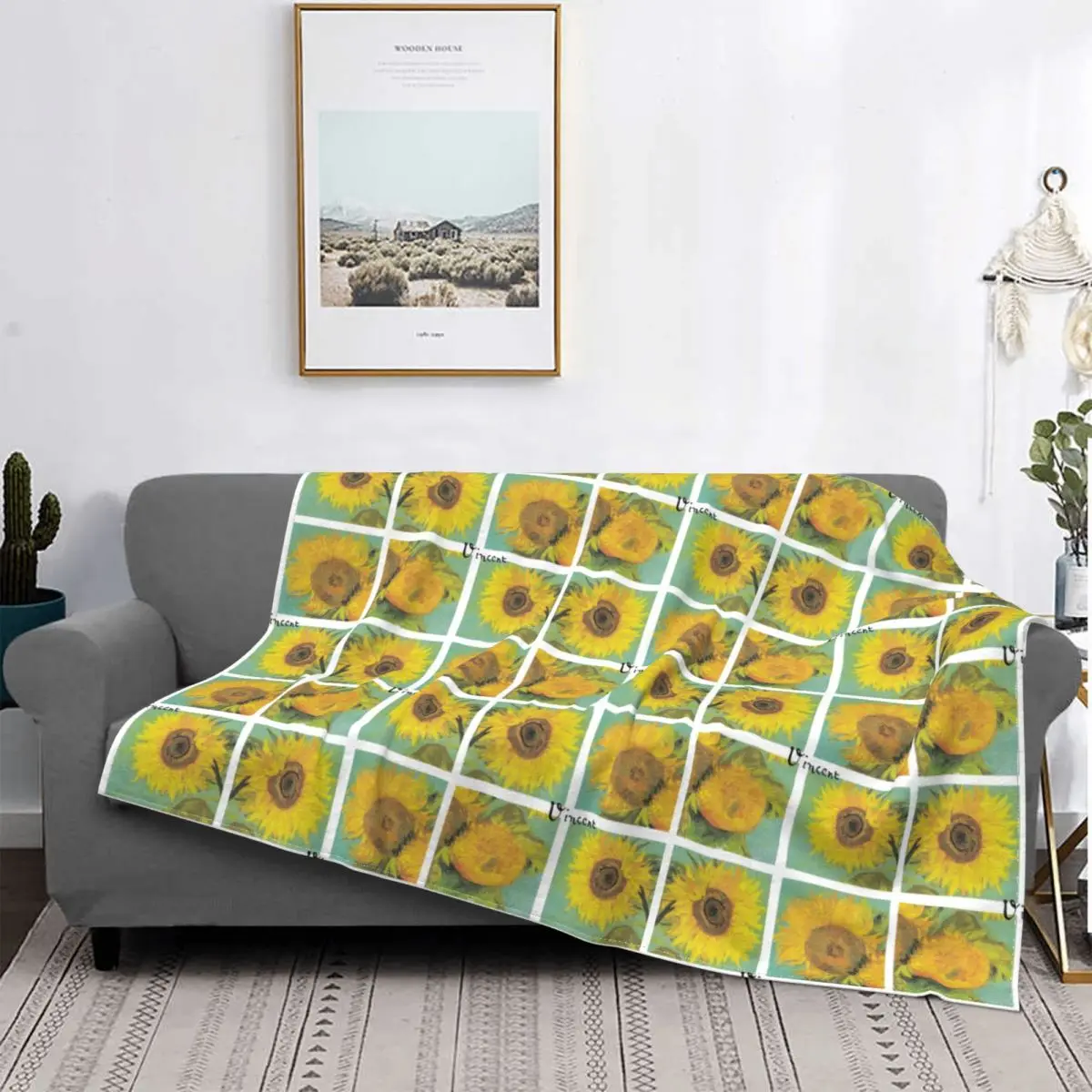 

Van Gogh Sunflower Artwork Gift Blanket Fleece Decoration Fine Art Impressionist Soft Throw Blanket for Sofa Bedroom Plush Thin