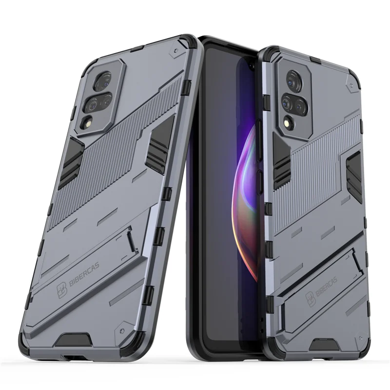 Protective Case For Vivo V21 Case For Vivo V21 Cover Armor Hard Rubber Invisible Bracket Funda Holder Cover For Vivo V21 5G