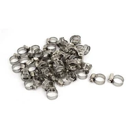 50pcs 8mm width adjustable 9mm 16mm metal worm gear hose clamps silver tone
