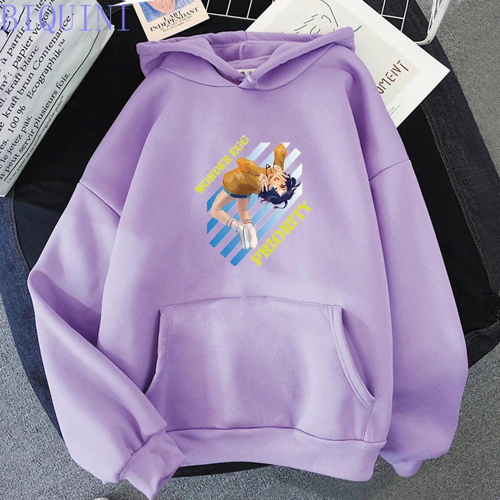 

Wonder Egg Priority Print Hoodie Loose Hooded Sweatshirts Mens Harajuku Thicken Warm Coat Hoodies Oversize Pullovers Sweatshirt