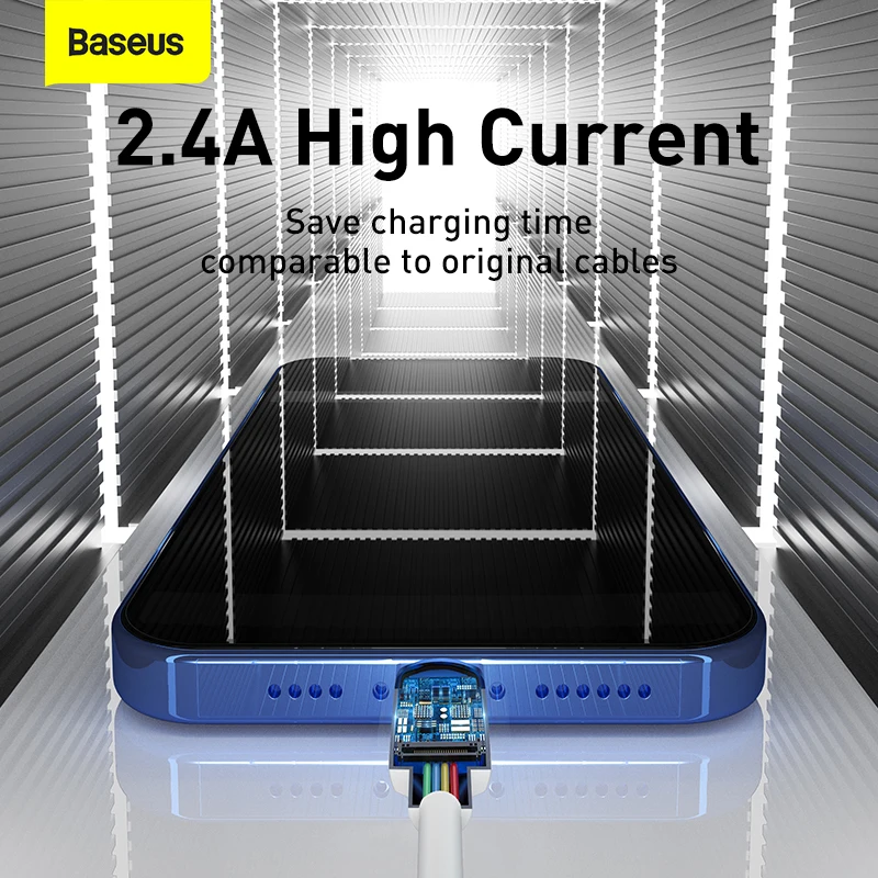 Baseus USB кабель для iPhone 11 Pro 8 XR 2.4A Быстрая зарядка синхронизации данных зарядного