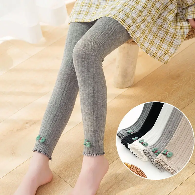 

Демисезонные полосатые леггинсы для девочек, Трикотажные Узкие брюки для девочек, детские брюки с резьбой, одежда для девочек A135