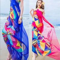 hirigin new hot selling summer sunscreen women chiffon beach bikini cover up wrap scarf pareo swimwear sarong dress beachwear