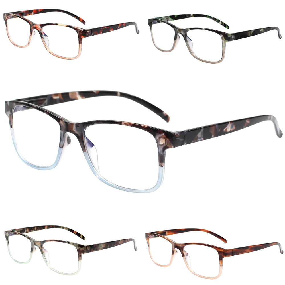 

Henotin Reading Glasses Blue Light Blocking Spring Hinge Men Women Fashion Rectangle Reader Eyeglasses Diopter +1.0+2.0+3.0+4.0