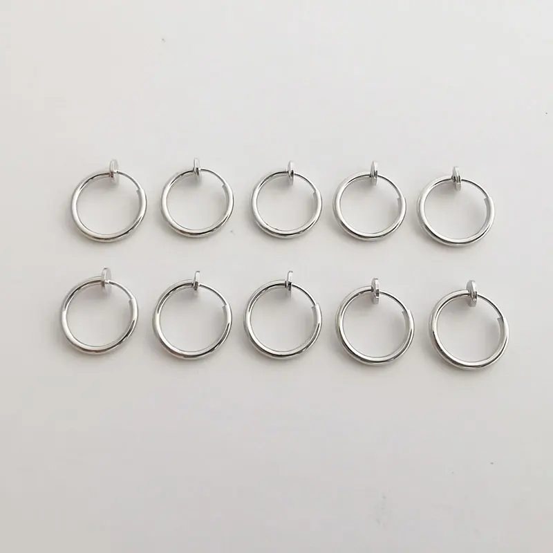 10 шт./лот серьги-кольца из нержавеющей стали Brinco Circle без отверстия поддельные