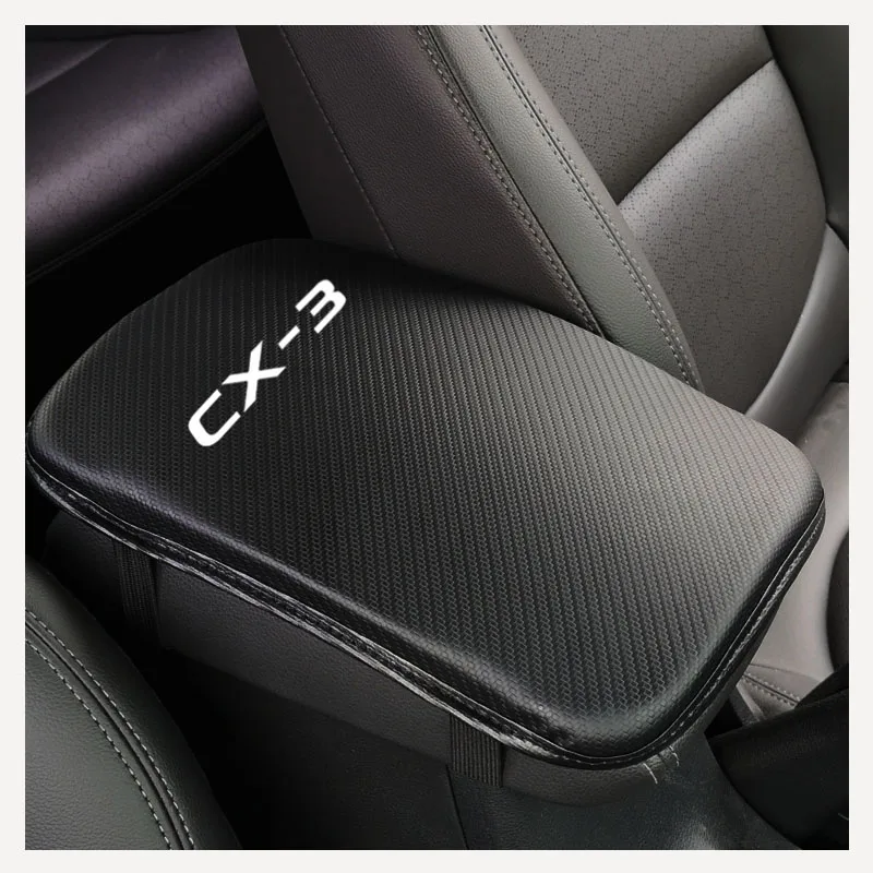 

Carbon Fiber Texture Pu Leather Car Armrest Pad Auto Seat Armrests Box Pads For Madza Cx3