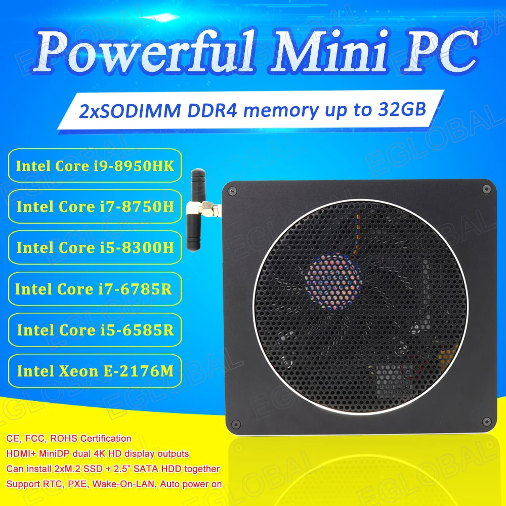 Intel core i7 8750H/8850H 6 ядерный 12 поточный игровой мини ПК Windows 10 pro i5 9300H 4K веб камера