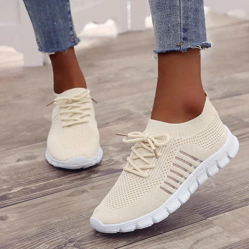 

Модные Повседневные Дышащие легкие удобные туфли на шнуровке на плоской подошве, прогулочная обувь, спортивная женская обувь 2022