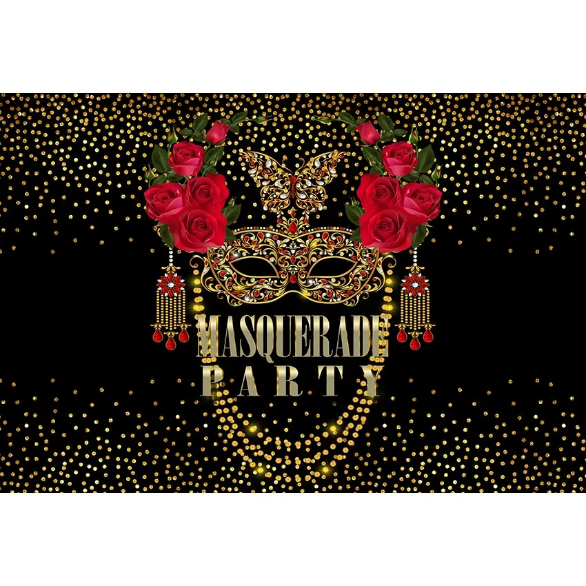 7x5 футов Золотая маска Блестки Цветы Фотофон на заказ виниловый баннер 220 см x 150 |