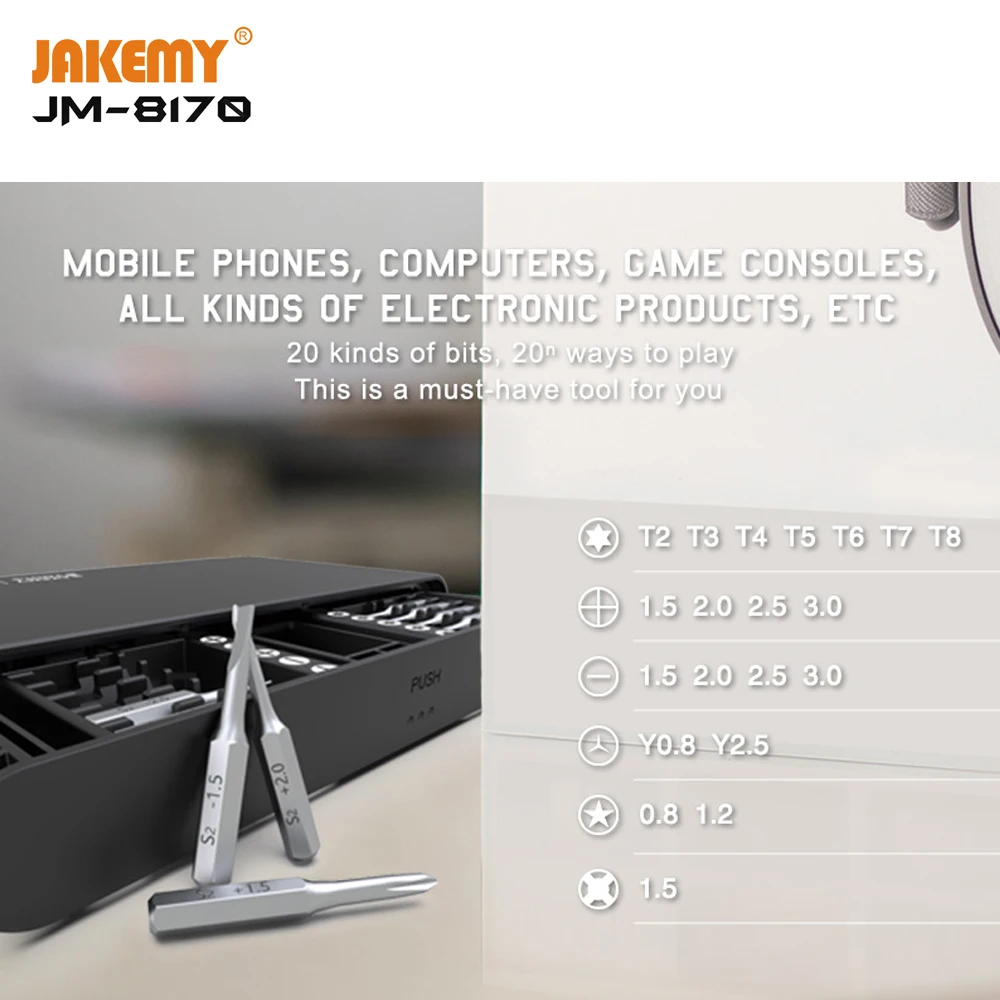 JAKEMY 21 в 1 прецизионный Набор отверток Магнитный Бит Набор отверток Tournevis для iPhone мобильный телефон электронный набор инструментов для ремонта