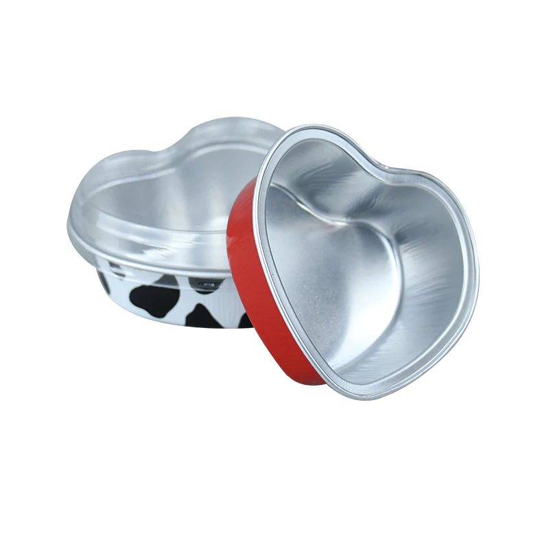 100 шт. одноразовые алюминиевые чашки для пудинга в форме сердца с крышками мл